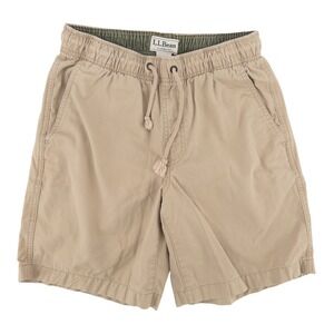 LL Bean Dock Shorts Mens Small Cotton Canvas Drawstring Elastic Waist Tan 506801